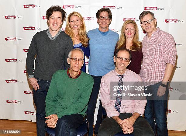 Actors Carson Elrod, Kelly Hutchinson, Rick Holmes, Liv Rooth, Arnie Burton, playwright David Ives and director John Rando attend 'Lives Of The...