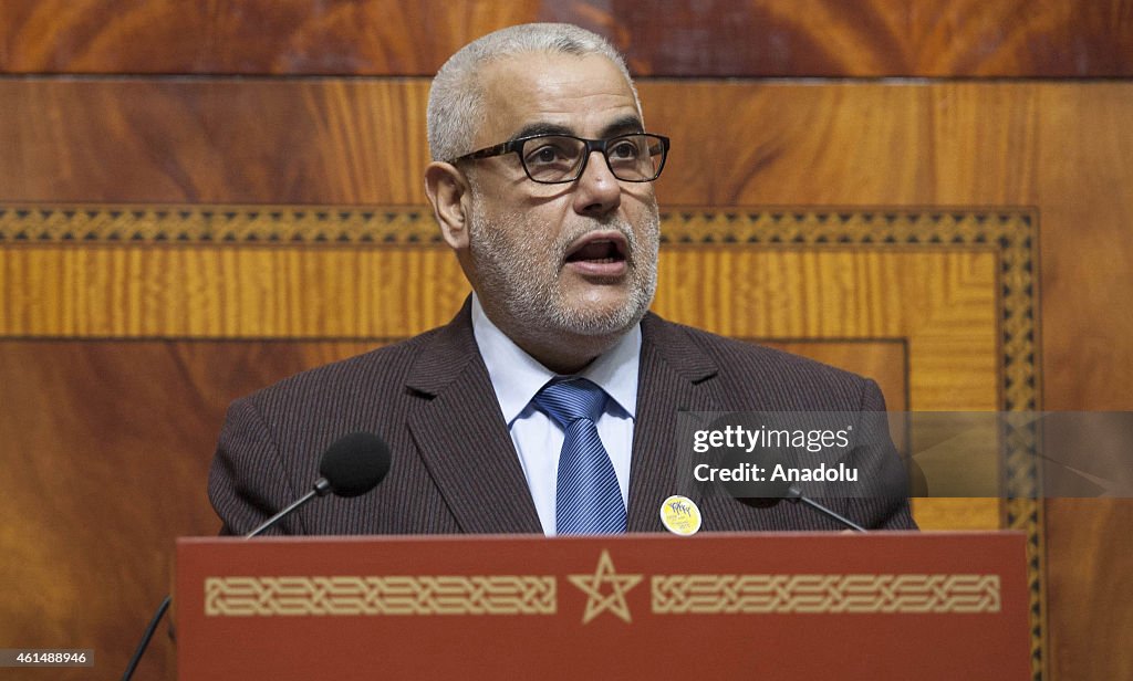 Morrocan PM Abdelilah Benkirane speaks at parliament