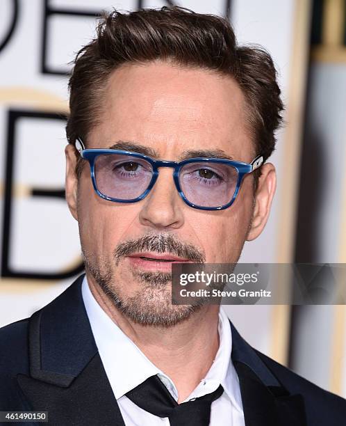 Robert Downey Jr. Arrives at the 72nd Annual Golden Globe Awards at The Beverly Hilton Hotel on January 11, 2015 in Beverly Hills, California.