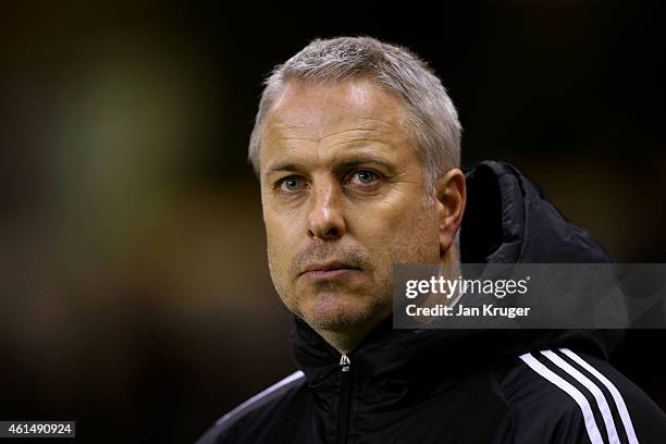 Kit Symons, manager of Fulham looks on before the FA Cup third round replay match between Wolverhampton Wanderers and Fulham at Molineux on January...