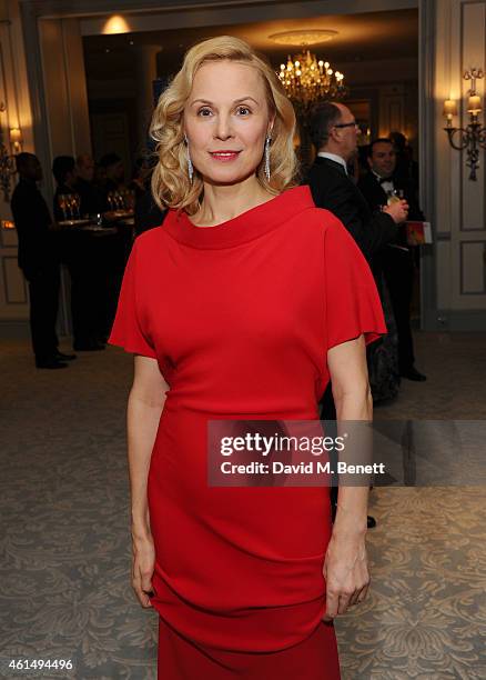 Dina Korzun attends a gala evening celebrating Old Russian New Year's Eve in aid of the Gift Of Life Foundation at The Savoy Hotel on January 13,...