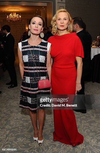 Chulpan Khamatova and Dina Korzun attend a gala evening celebrating Old Russian New Year's Eve in aid of the Gift Of Life Foundation at The Savoy...