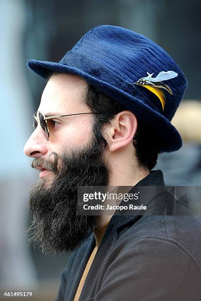 Guest is seen during Pitti Immagine Uomo 85 on January 9, 2014 in Florence, Italy.