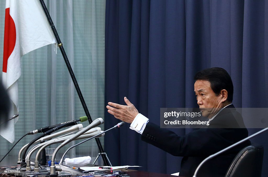 Japan Finance Minister Taro Aso News Conference On Next Year's Fiscal Budget