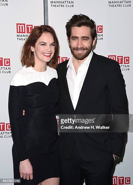 Actors Ruth Wilson and Jake Gyllenhaal attend the "Constellations" Broadway opening night after party at Urbo NYC on January 13, 2015 in New York...