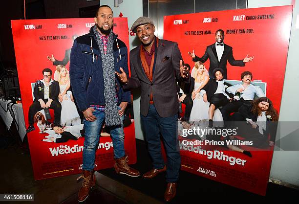 Affion Crockett and William Packer attend "The Wedding Ringer" Atlanta Screening at Regal Atlantic Station on January 13, 2015 in Atlanta, Georgia.