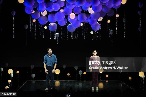 Actors Jake Gyllenhaal and Ruth Wilson attend "Constellations" Broadway opening night curtain call at Samuel J. Friedman Theatre on January 13, 2015...