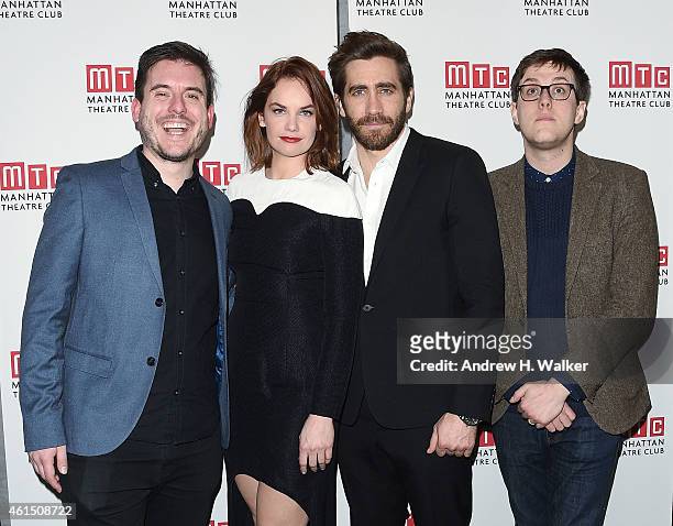 Michael Longhurst, Ruth Wilson, Jake Gyllenhaal and Nick Payne attend the "Constellations" Broadway opening night after party at Urbo NYC on January...