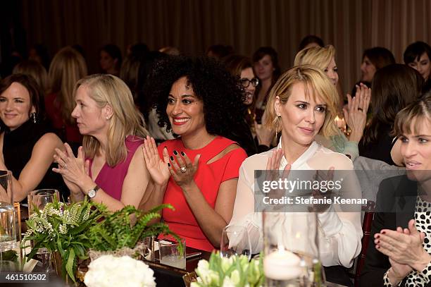 Actress Juliette Lewis, producer Betsy Beers, actresses Tracee Ellis Ross, Sarah Paulson and Amanda Peet attend ELLE's Annual Women in Television...