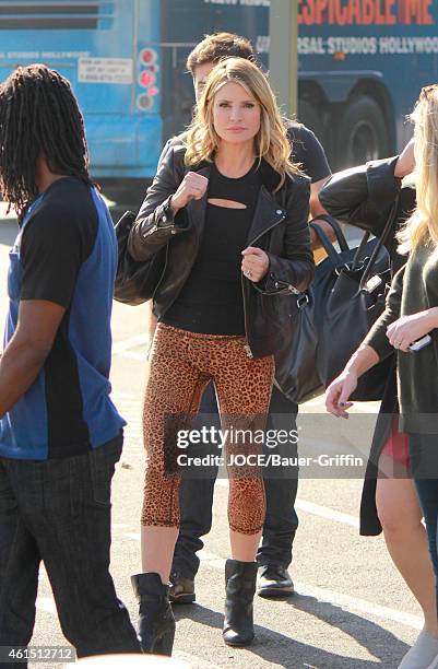 Dayna Devon is seen at 'Extra' on January 13, 2015 in Los Angeles, California.