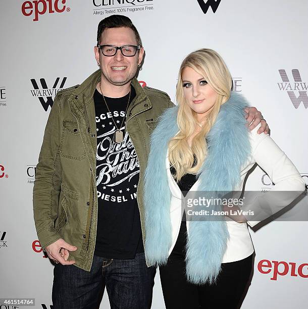 Producer Kevin Kadish and singer Meghan Trainor attend Trainor's record release party for her debut album "Title" at Warwick on January 13, 2015 in...