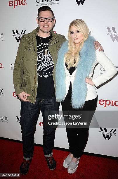 Producer Kevin Kadish and singer Meghan Trainor attend Trainor's record release party for her debut album "Title" at Warwick on January 13, 2015 in...