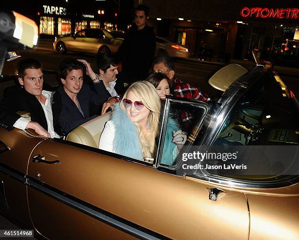 Singer Meghan Trainor arrives at the record release party for her debut album "Title" at Warwick on January 13, 2015 in Hollywood, California.