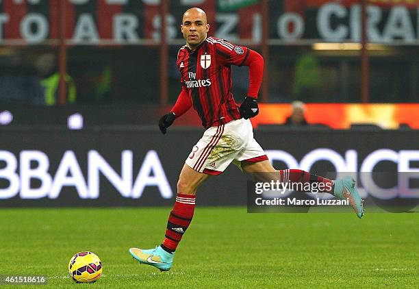 Alex Dias da Costa of AC Milan in action during the TIM Cup match between AC Milan and US Sassuolo Calcio at Stadio Giuseppe Meazza on January 13,...