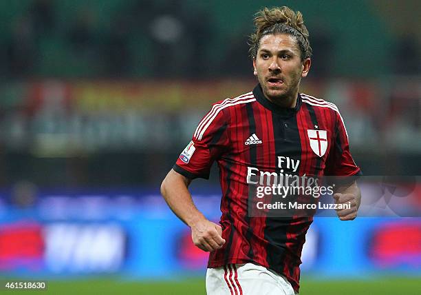 Alessio Cerci of AC Milan looks on during the TIM Cup match between AC Milan and US Sassuolo Calcio at Stadio Giuseppe Meazza on January 13, 2015 in...