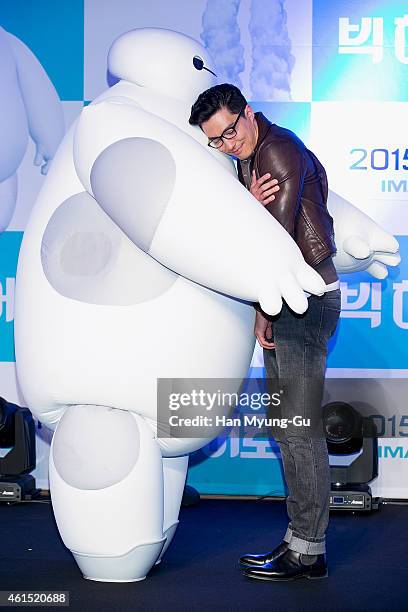 Actor Daniel Henney attends the press conference for Disney "Big Hero 6" at Conrad Hotel on January 14, 2015 in Seoul, South Korea. The film will...