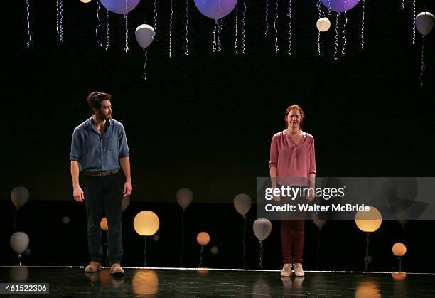 Jake Gyllenhaal and Ruth Wilson during the Broadway Opening Night Performance Curtain Call for The Manhattan Theatre Club's production of...