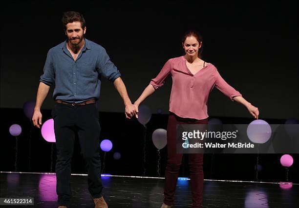 Jake Gyllenhaal and Ruth Wilson during the Broadway Opening Night Performance Curtain Call for The Manhattan Theatre Club's production of...