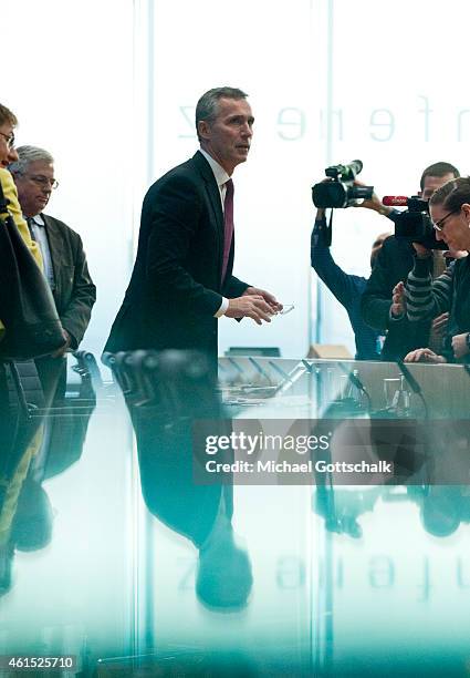 General Secretary Jens Stoltenberg attends a German Federal Press Conference on January 14, 2015 in Berlin, Germany.