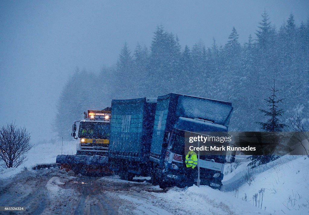 Snow And High Winds Hit The UK