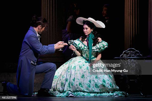 Seohyun of South Korean girl group Girls' Generation attends the press call for musical "Gone With The Wind" on January 13, 2015 in Seoul, South...