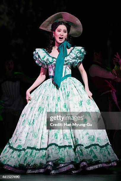 Seohyun of South Korean girl group Girls' Generation attends the press call for musical "Gone With The Wind" on January 13, 2015 in Seoul, South...