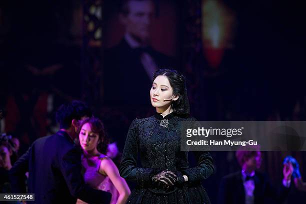 Seohyun of South Korean girl group Girls' Generation attends the press call for musical "Gone With The Wind" on January 13, 2015 in Seoul, South...