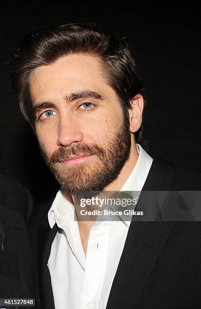 Jake Gyllenhaal poses at the "Constellations" Broadway Opening Night After Party at Urbo NYC on January 13, 2015 in New York City.