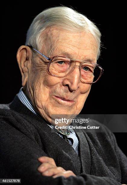 Legendary basketball coach John Wooden at a press conference on December 8, 2006 at the Honda Center in Anaheim, California.