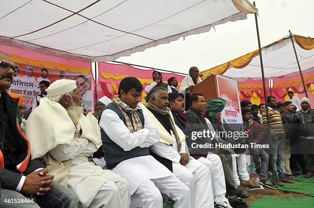 Congress leader and former Union Rural Development Minister Jairam Ramesh leading an agitation by farmers against the land acquisition ordinance at...