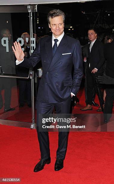 Colin Firth attends the World Premiere of "Kingsman: The Secret Service" at Odeon Leicester Square on January 14, 2015 in London, England.