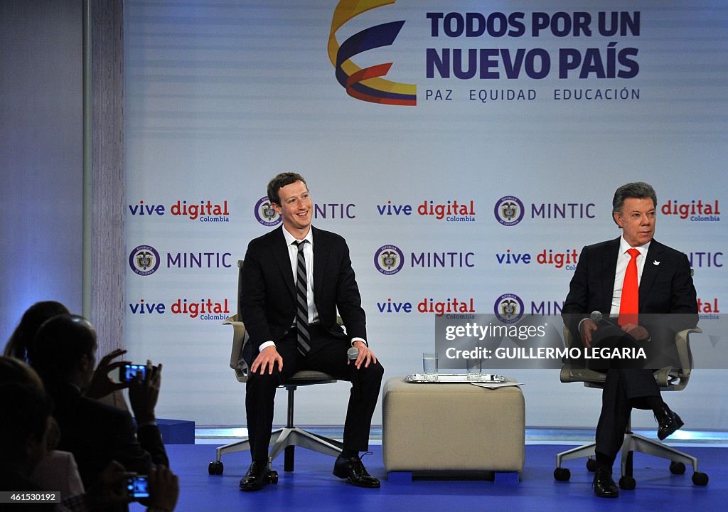 COLOMBIA-US-FACEBOOK-SANTOS-ZUCKERBERG