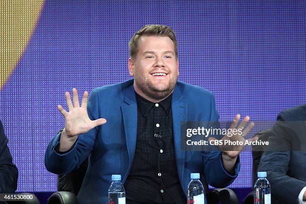 Host, James Corden at CBS' 2015 Winter TCA Session for THE LATE LATE SHOW WITH JAMES CORDEN at The Langham Hotel in Pasadena, California.