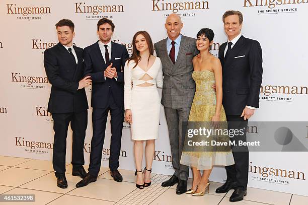 Taron Egerton, Edward Holcroft, Sophie Cookson, Mark Strong, Sofia Boutella and Colin Firth attend the World Premiere of "Kingsman: The Secret...
