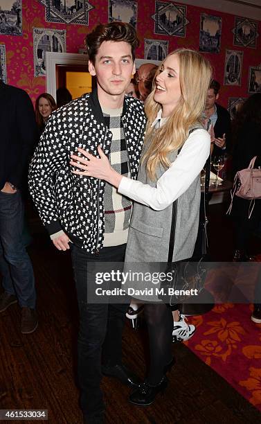 George Craig and Diana Vickers attend a drinks reception ahead of a special screening of "Whiplash" at The Soho Hotel on January 14, 2015 in London,...