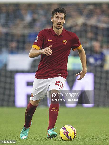 Davide Astori of AS Roma during the Serie A match between AS Roma and Lazio Roma on January 11,2014 at the Stadio Olimpico in Rome, Italy.