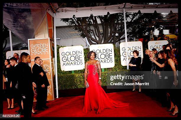 Actress Viola Davis attends the 72nd Annual Golden Globe Awards at The Beverly Hilton Hotel on January 11, 2015 in Beverly Hills, California.