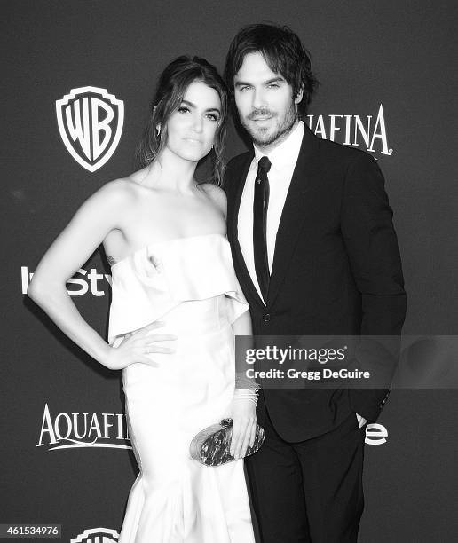 Actors Nikki Reed and Ian Somerhalder arrive at the 16th Annual Warner Bros. And InStyle Post-Golden Globe Party at The Beverly Hilton Hotel on...