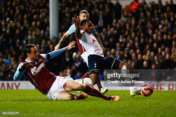 Danny Rose of Spurs scores their fourth goal during the FA Cup Third Round Replay match between Tottenham Hotspur and Burnley at White Hart Lane on...