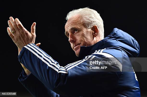 Ipswich Town's English manager Mick McCarthy is pictured before the start of the English FA Cup Third Round football match replay between Ipswich...