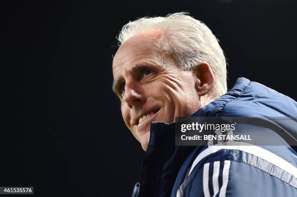 Ipswich Town's English manager Mick McCarthy is pictured before the start of the English FA Cup Third Round football match replay between Ipswich...