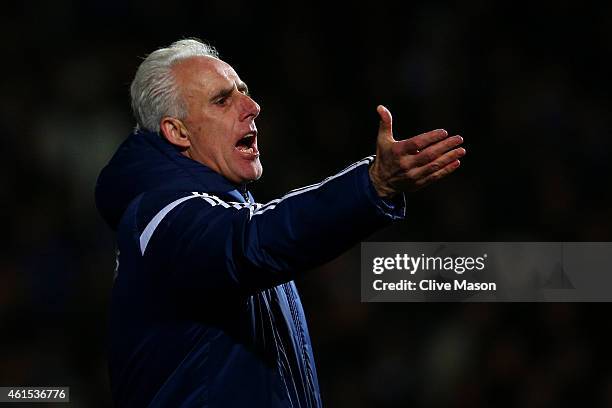 Mick McCarthy, manager of Ipswich reacts during the FA Cup third round replay match between Ipswich Town and Southampton at Portman Road on January...