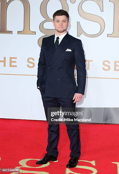 Taron Egerton attends the World Premiere of "Kingsman: The Secret Service" at Odeon Leicester Square on January 14, 2015 in London, England.