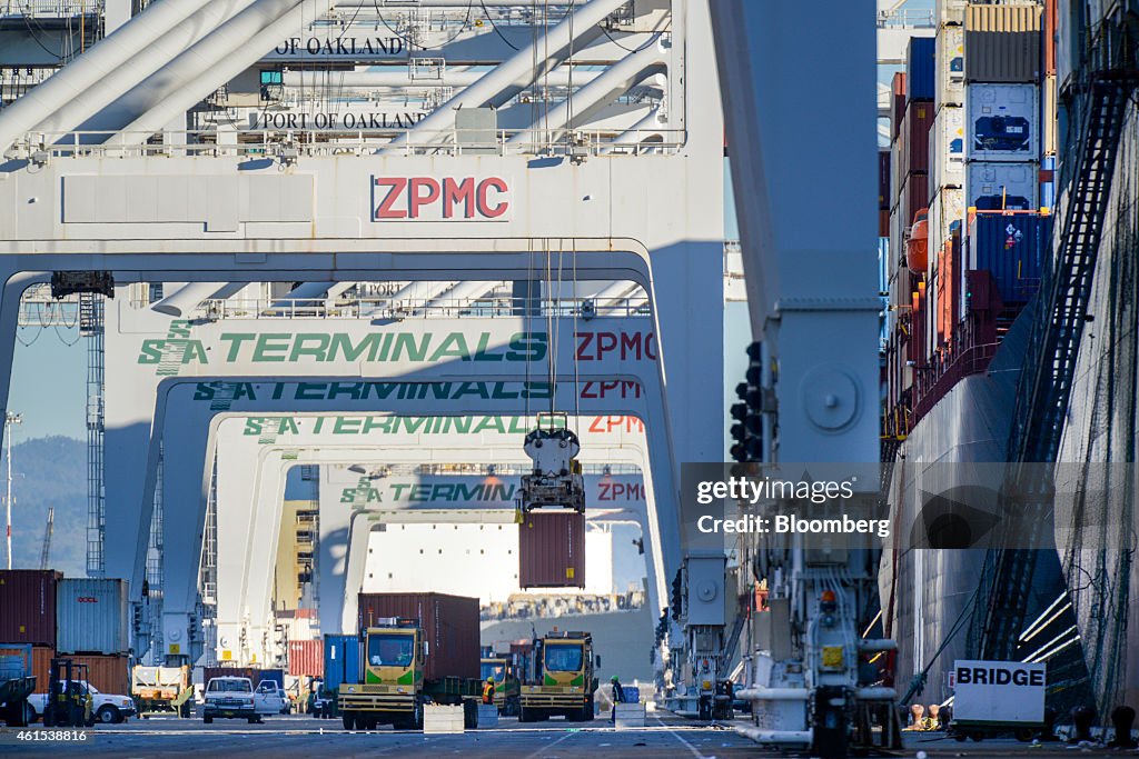 Operations At The Port Of Oakland As Smaller Trade Gap Puts U.S. On Stronger Growth Path