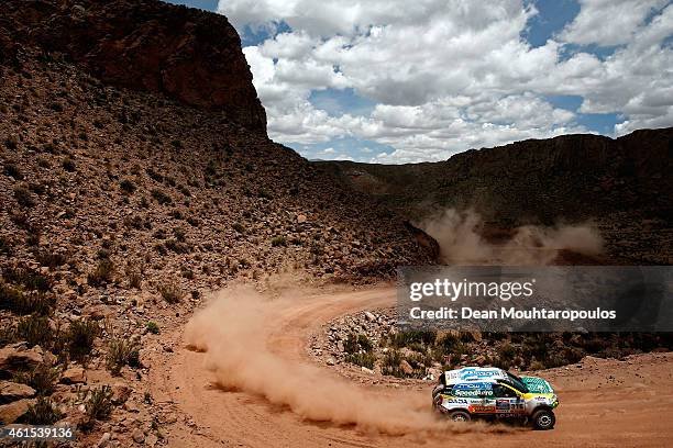 Emiliano Spataro and Benjamin Lozada of Argentina for the Renault Duster team compete near the Salinas Grandes during Stage 10 on day 11 of the Dakar...