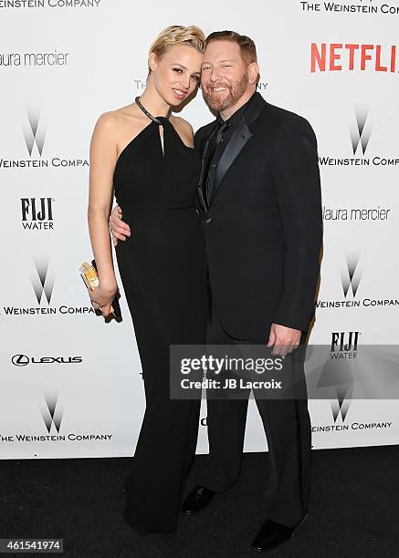 Jessica Roffey and Ryan Kavanaugh attend the 2015 Weinstein Company and Netflix Golden Globes After Party at Robinsons May Lot on January 11, 2015 in...