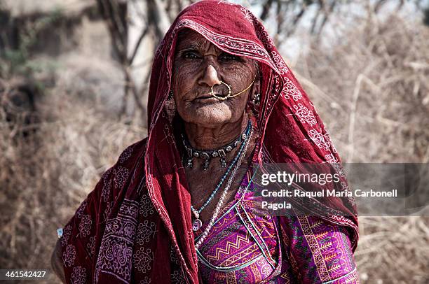 Bisham Rabari Portrait of an elderly Rabari woman wearing traditional clothes and ...