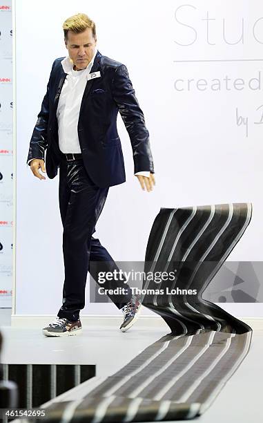 Singer and Entertainer Dieter Bohlen presented at the fair "Heimtextil 2014" his wallpaper collection 'Studio Line' on January 9, 2014 in Frankfurt...