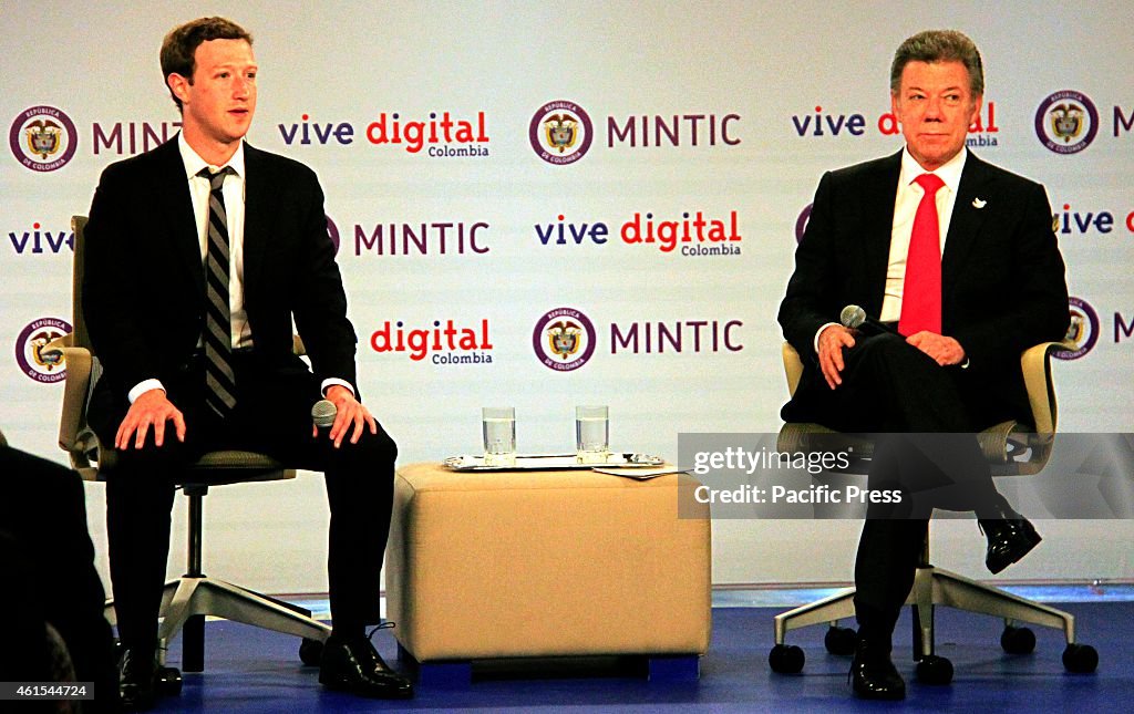 Facebook CEO Mark Zuckerberg ( left ) with Juan Manuel...