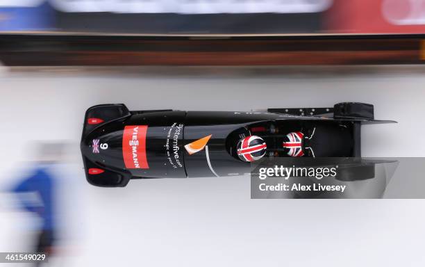 Paula Walker and Rebekah Wilson of Great Britain during a training run for the Women's Bobsleigh event at the Viessmann FIBT Bob & Skeleton World Cup...